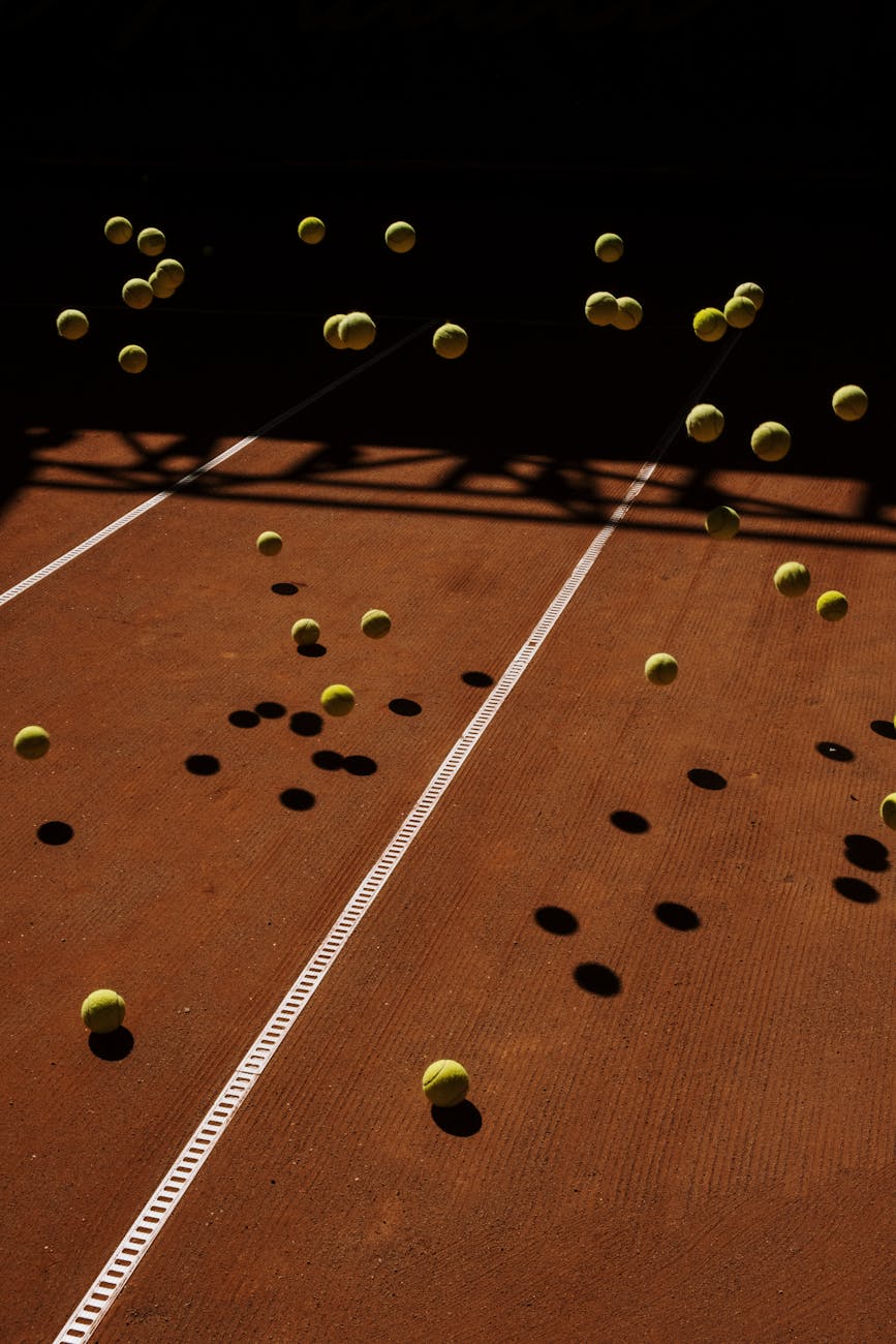 tennis balls on the tennis court